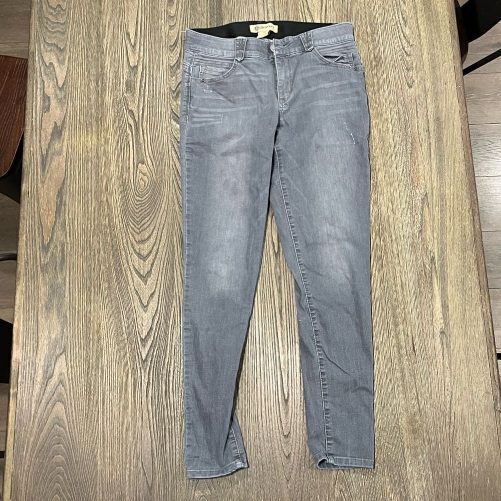 Democracy Ab Solution Skinny Jeans Mid Rise Whisker Denim Medium Wash Gray Sz 8